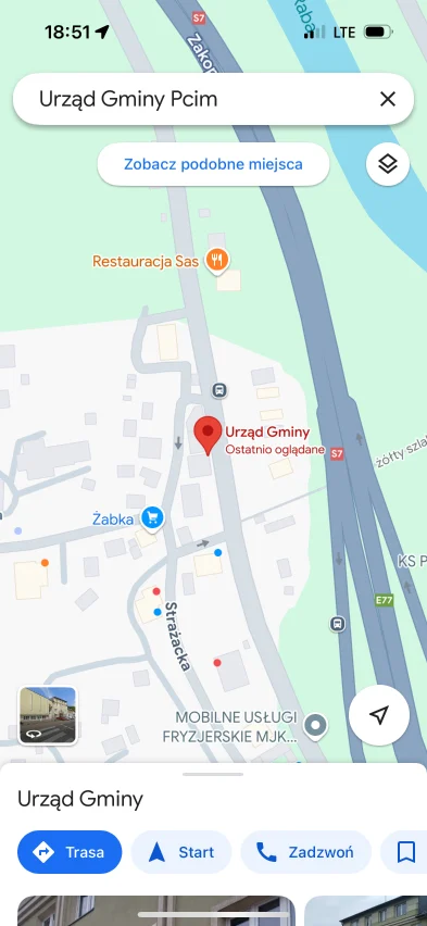 Map with the route to the municipal office